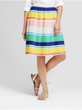 Merona Color block striped pleaded mini skirt
